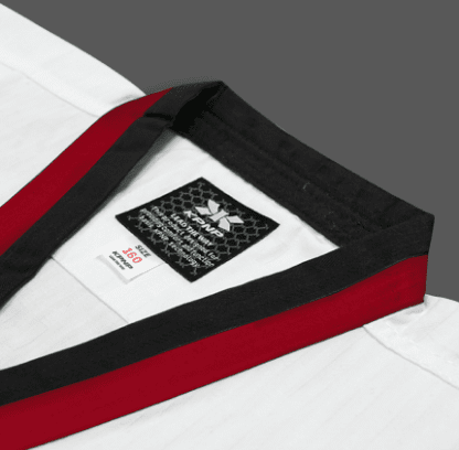 KPNP 'Poom' Taekwondo Dobok Uniform - Premium White/Black with Red Accents KPNP 'Poom' Taekwondo Dobok Uniform - Premium White/Black with Red Accents