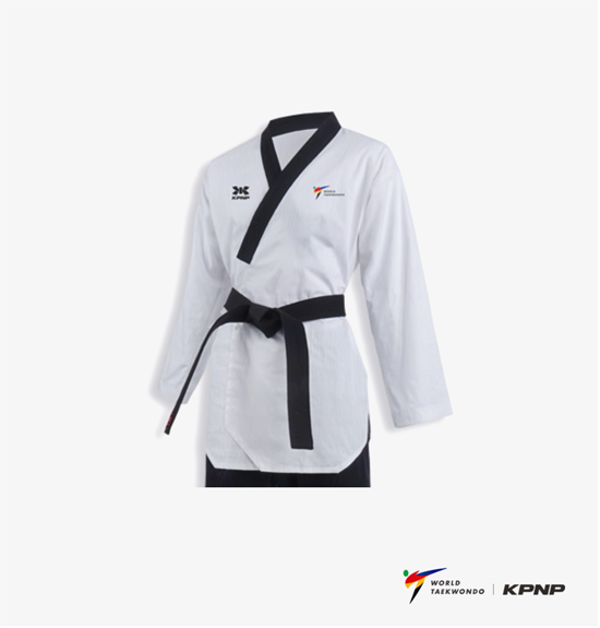 KPNP 'Poomsae' Taekwondo Dobok Uniform | Dan - Men's White/Black KPNP 'Poomsae' Taekwondo Dobok Uniform | Dan - Men's White/Black
