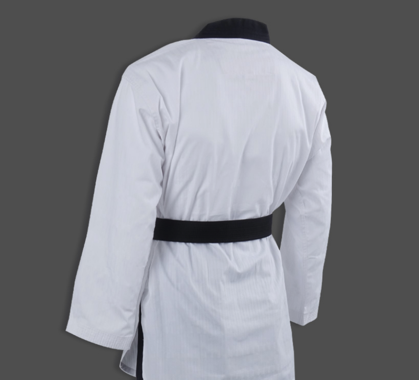 KPNP 'Poomsae' Taekwondo Dobok Uniform | Dan - Men's White/Black KPNP 'Poomsae' Taekwondo Dobok Uniform | Dan - Men's White/Black