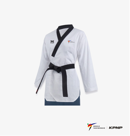 Elevate Your Practice with KPNP Women's 'Poomsae' Taekwondo Uniform – Dan Grade in White/Black Elevate Your Practice with KPNP Women's 'Poomsae' Taekwondo Uniform – Dan Grade in White/Black
