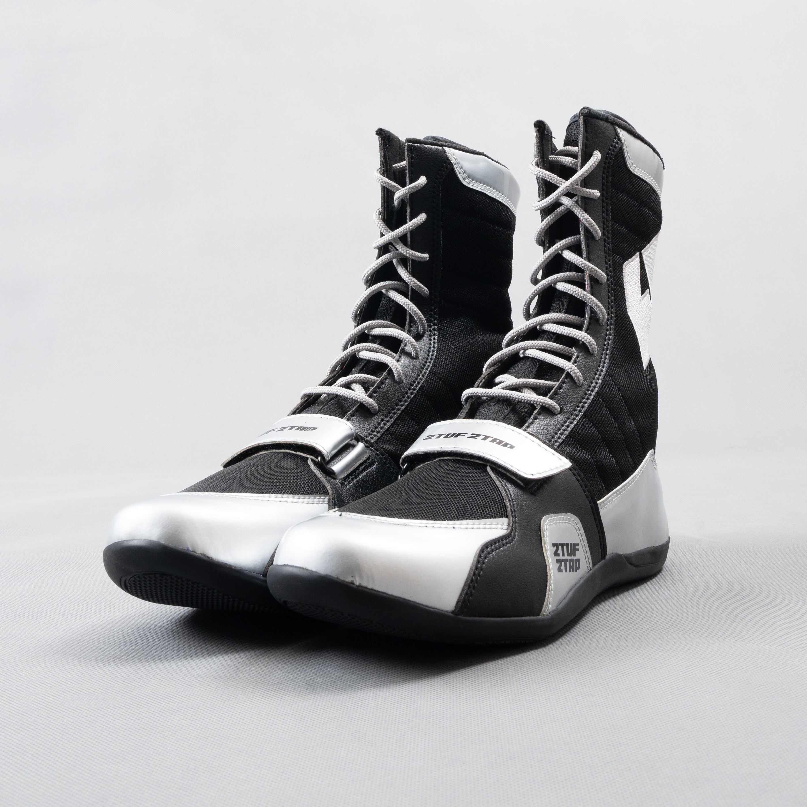 'Spliner' Boxing Shoes - Black/Silver