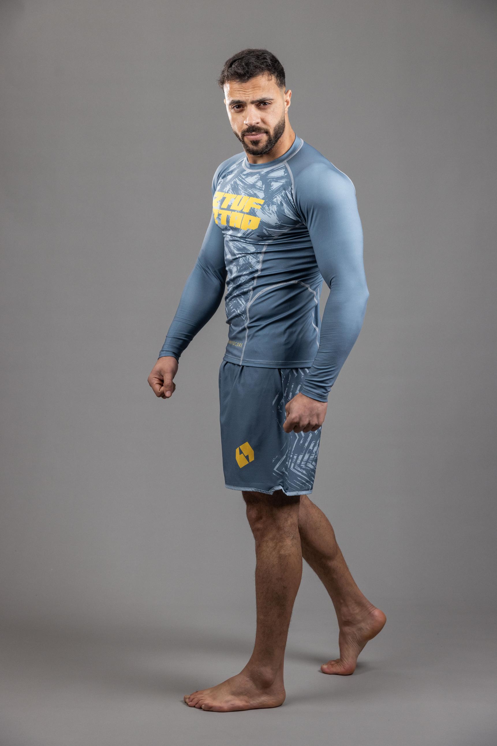 Grind Core' MMA RashGuard Top Grey Yellow Grind Core' MMA RashGuard Top Grey Yellow