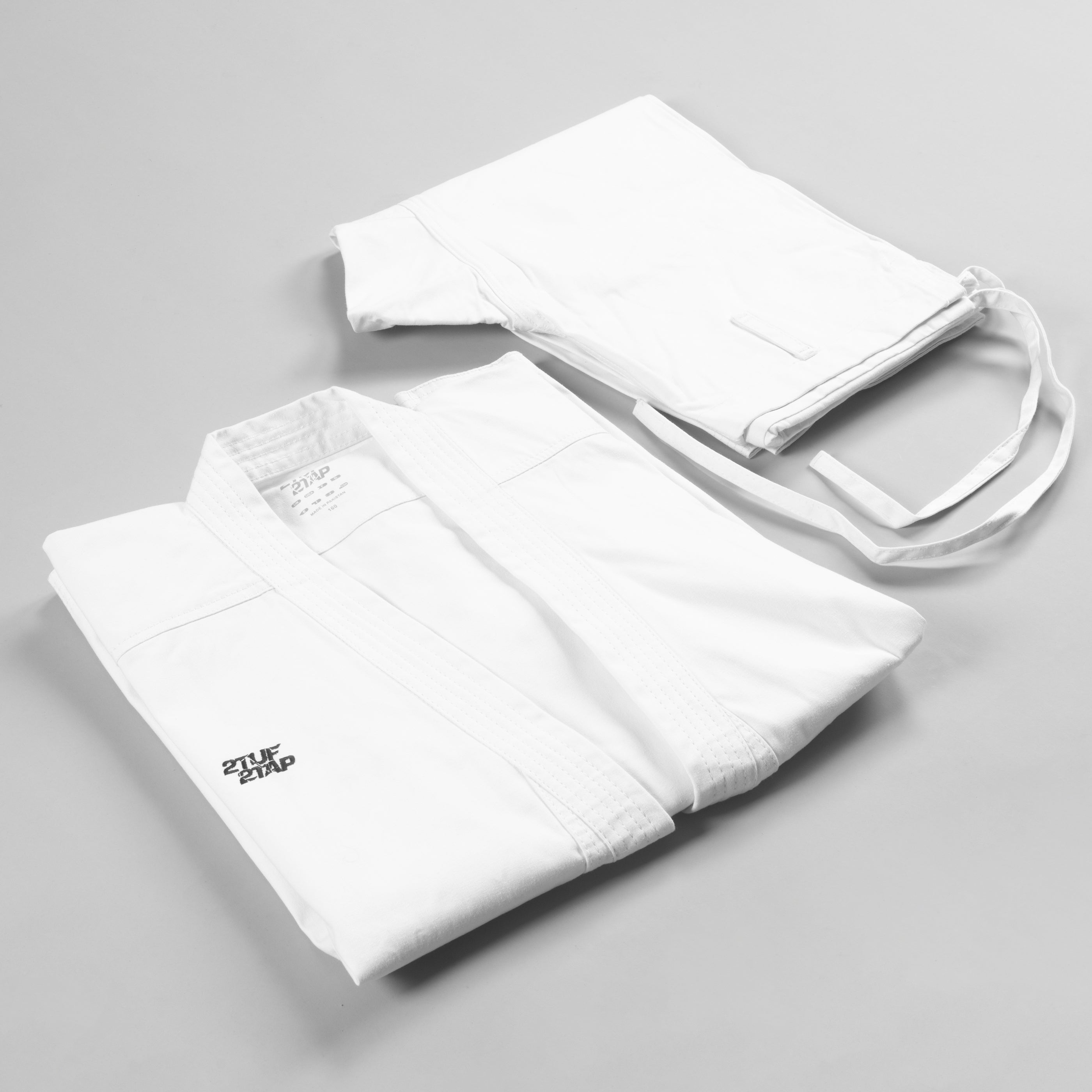 'Kata Pro' Karate Gi Uniform - White/Black 2TUF2TAP