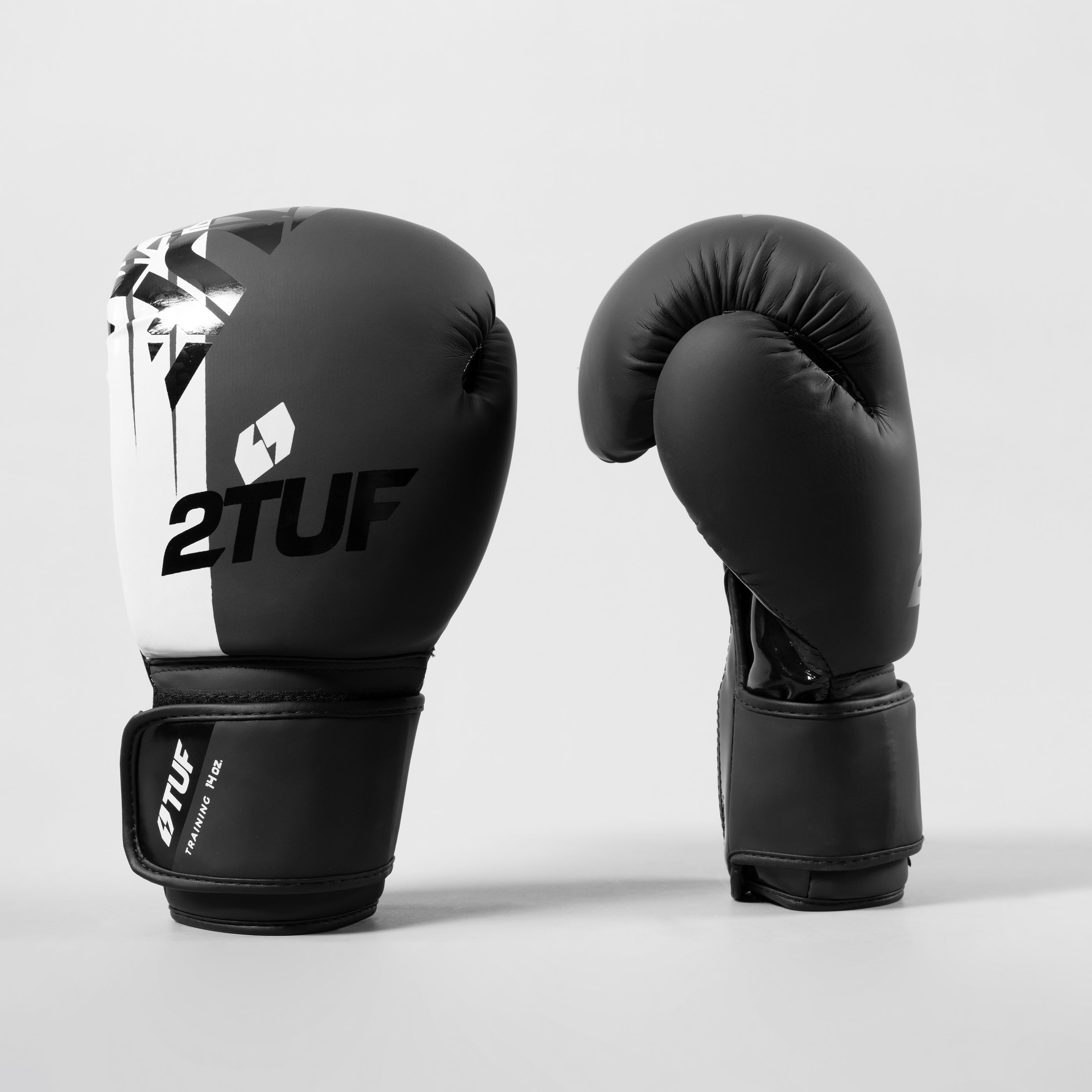 'Tuff' Boxing Gloves - Black/White 2TUF2TAP