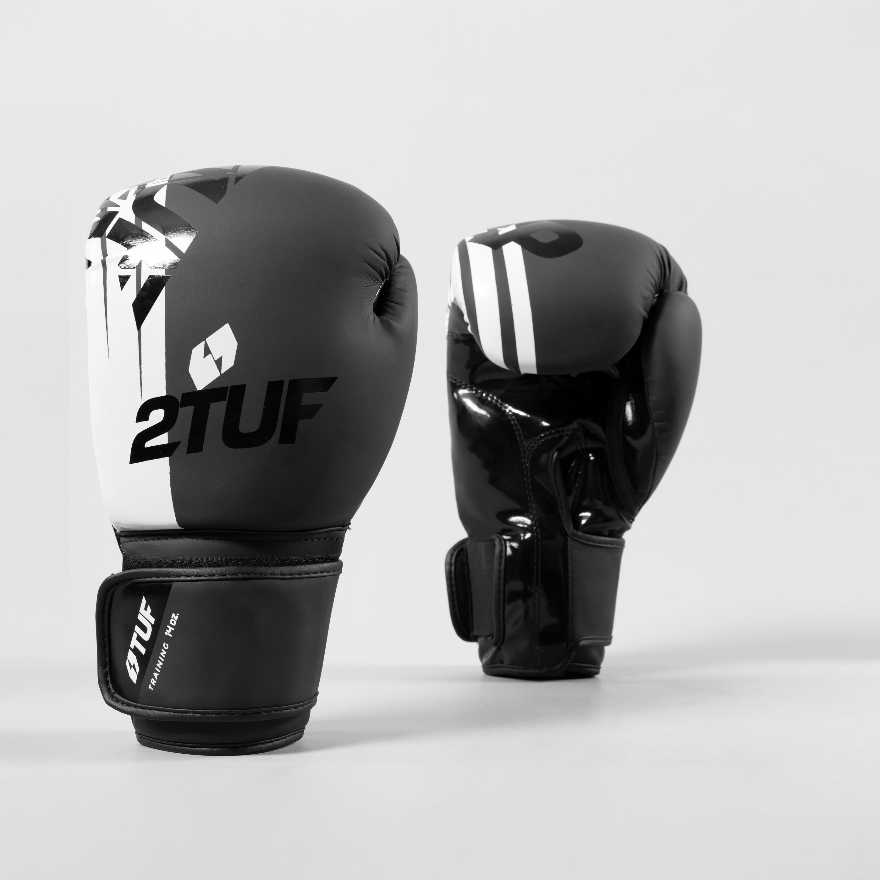 'Tuff' Boxing Gloves - Black/White 2TUF2TAP