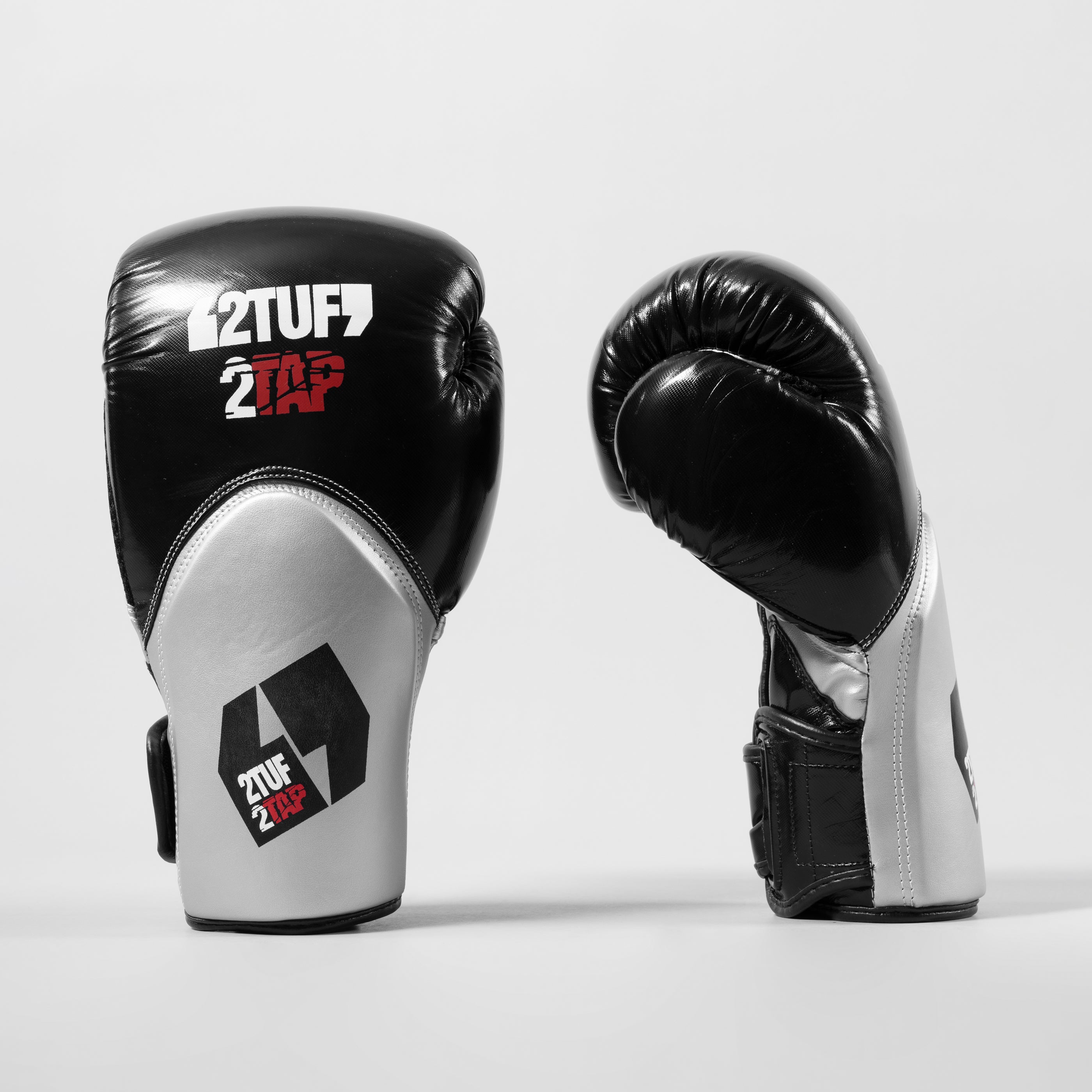 'Marauder' Boxing Gloves - Black/Silver 2TUF2TAP