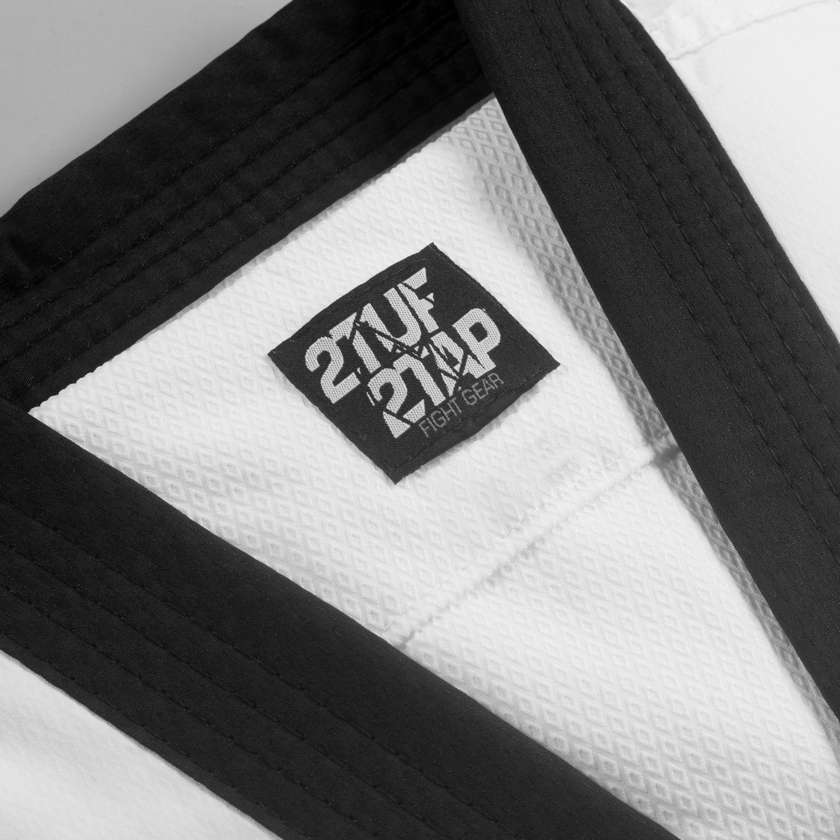 'Fighter JO' Taekwondo Dobok Uniform - White/Black 2TUF2TAP