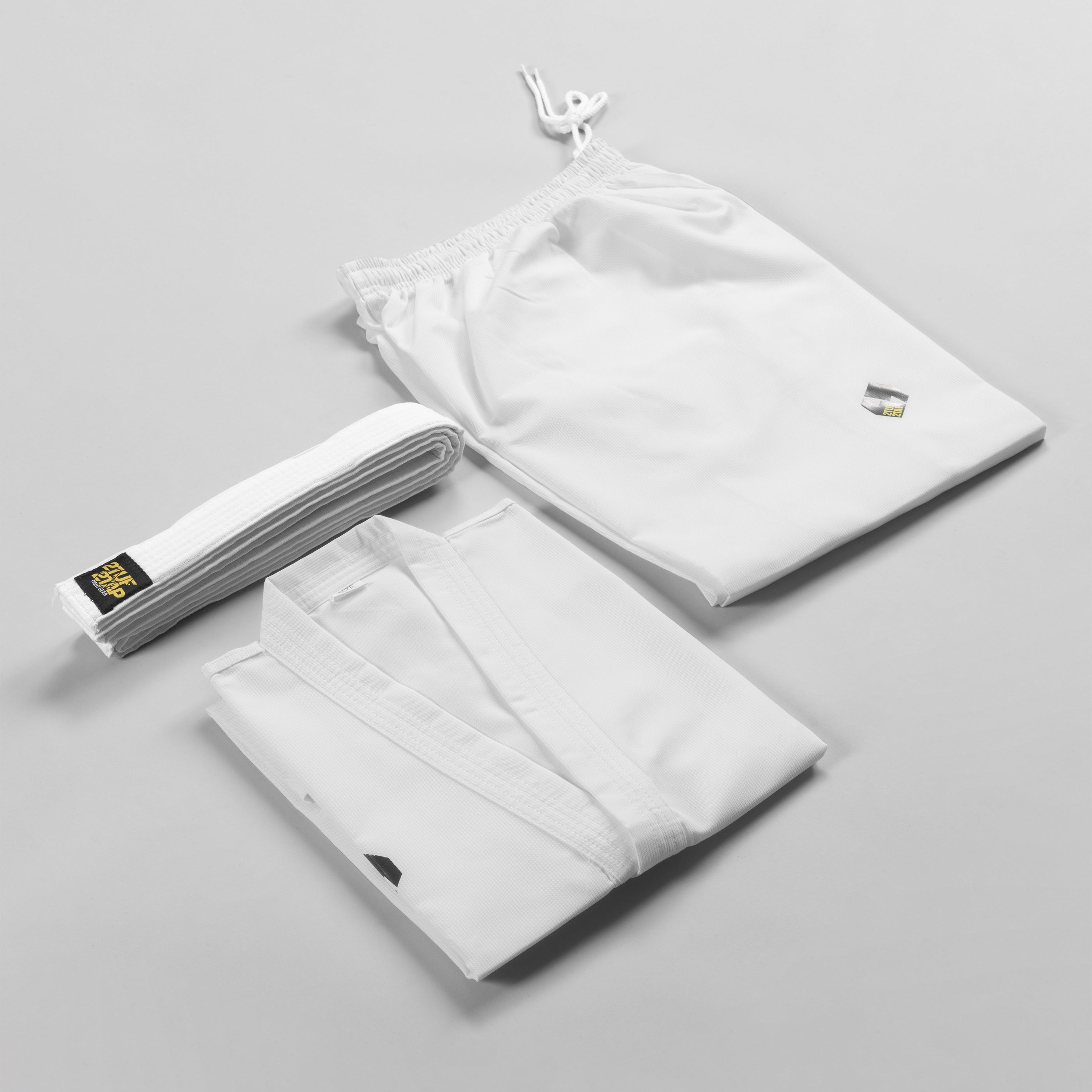 'Seiza' Karate Gi Uniform - White/Black 2TUF2TAP