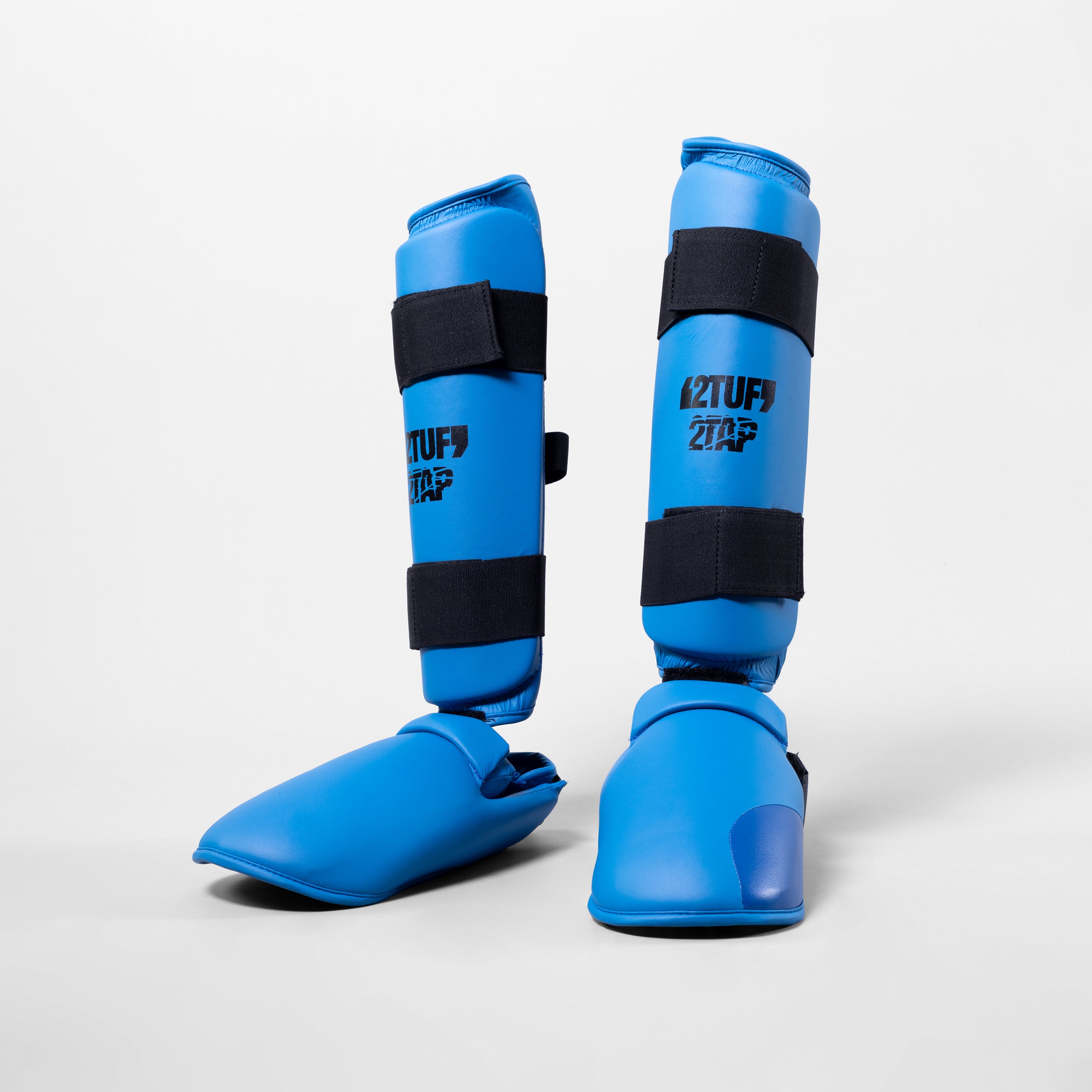 'Anzen' Karate Shin Instep Guards - Blue/Black 2TUF2TAP