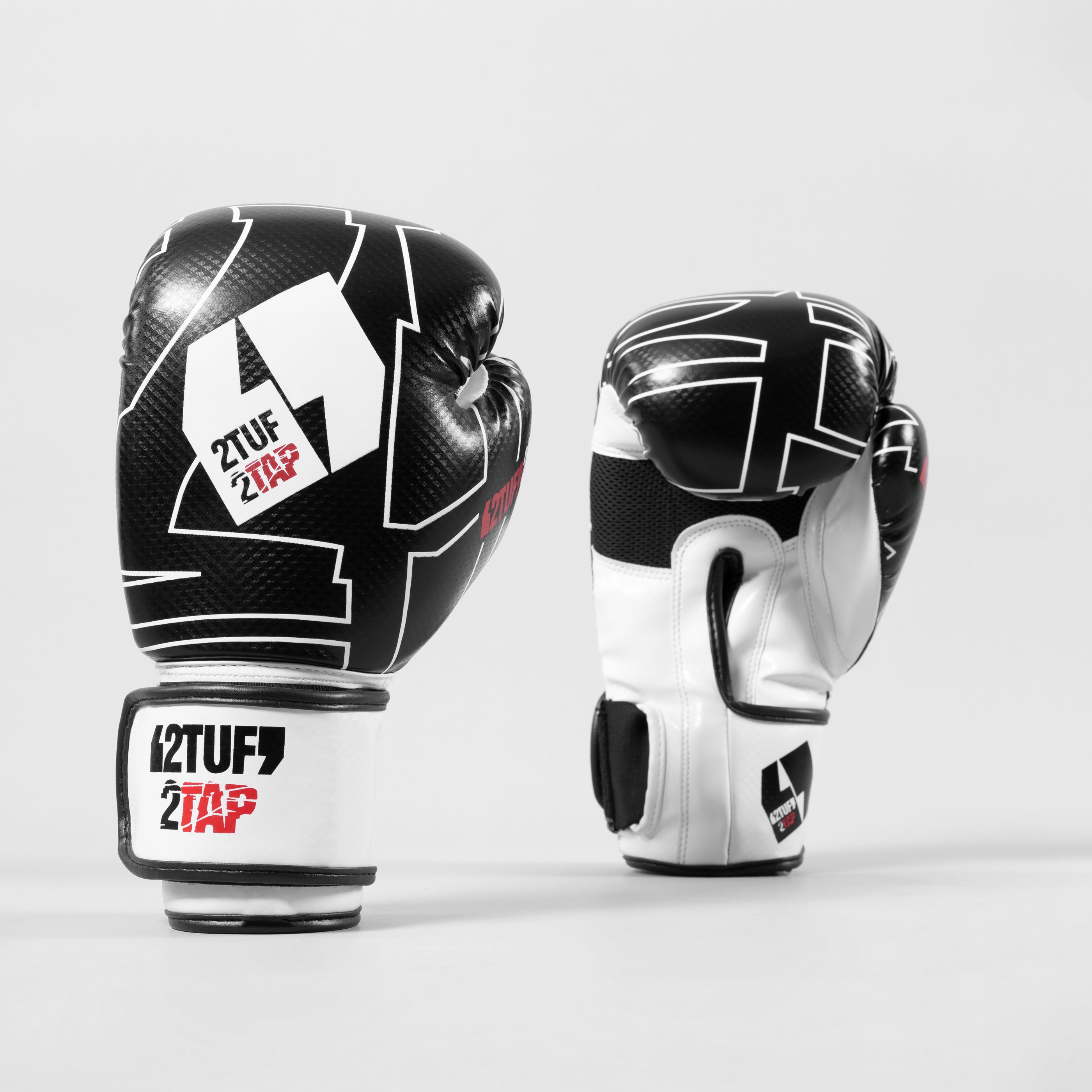 'Breaker' Boxing Gloves - Black/White 2TUF2TAP