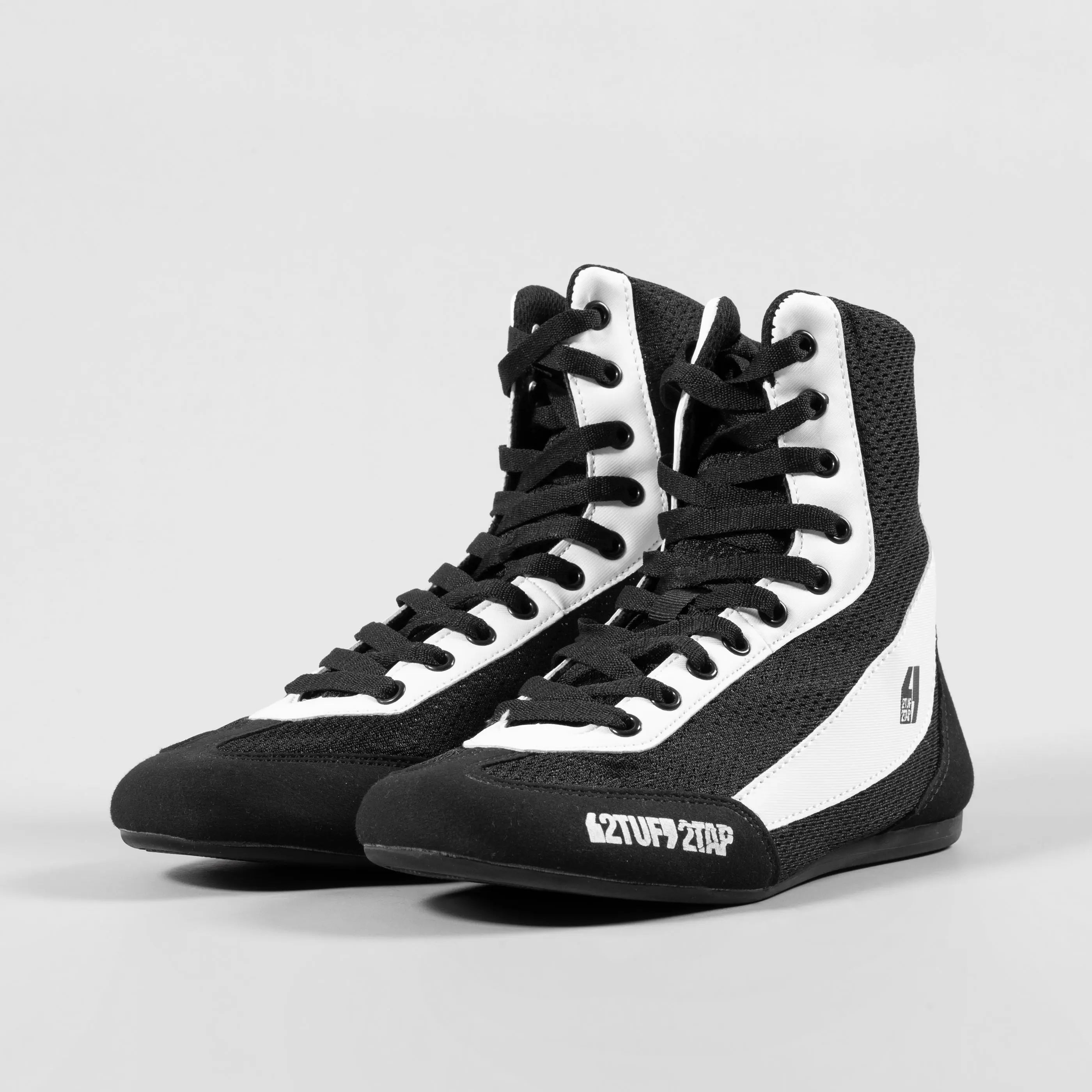 'Vintage' Boxing Shoes - White/Black 2TUF2TAP